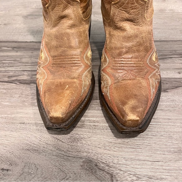Eight Second Angel Leather Tan Brown Cowgirl Boots Size 6 - Picture 5 of 11